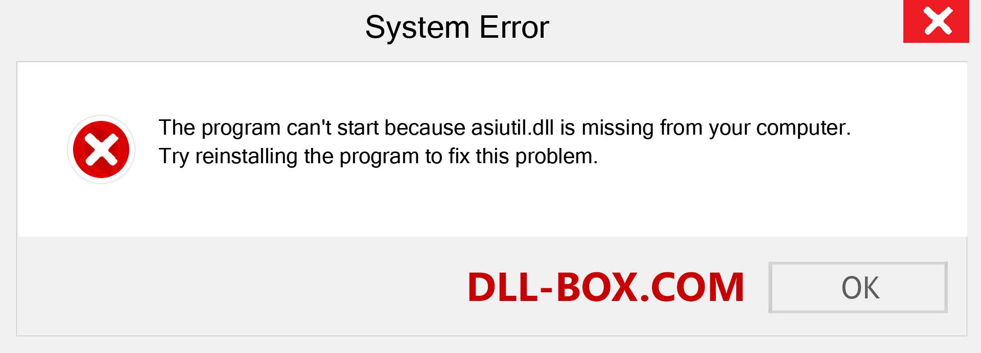  asiutil.dll file is missing?. Download for Windows 7, 8, 10 - Fix  asiutil dll Missing Error on Windows, photos, images