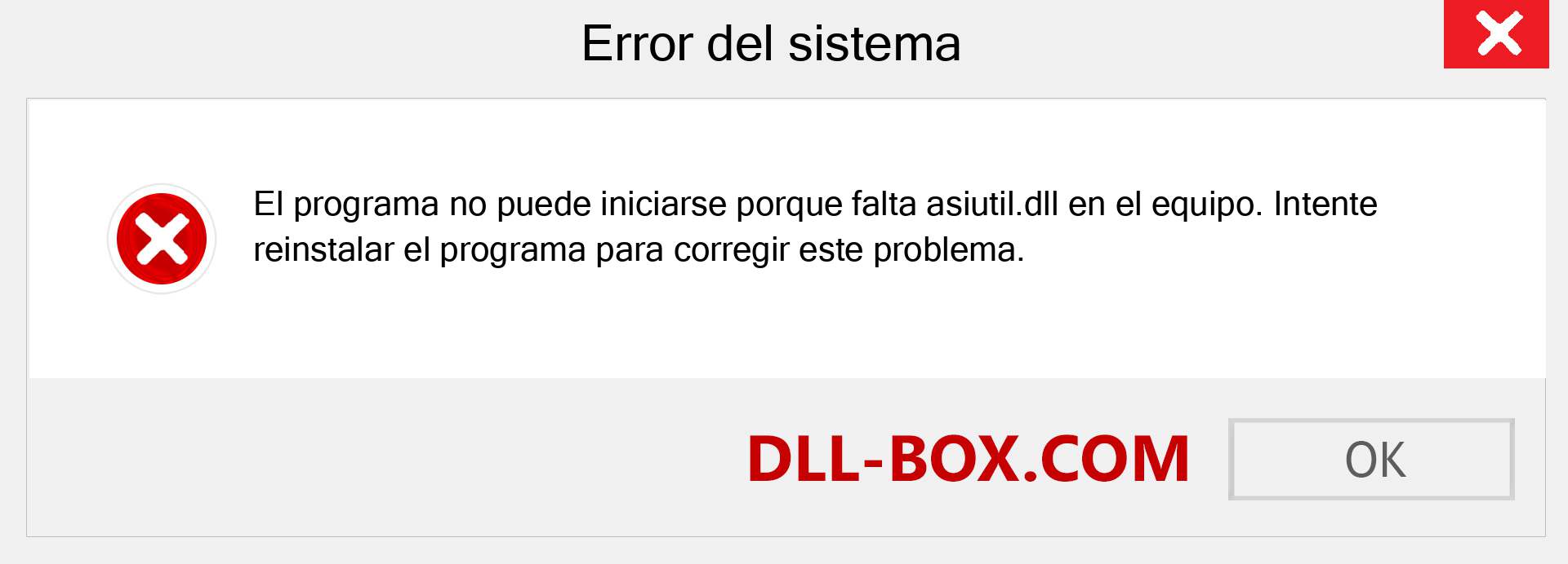 ¿Falta el archivo asiutil.dll ?. Descargar para Windows 7, 8, 10 - Corregir asiutil dll Missing Error en Windows, fotos, imágenes