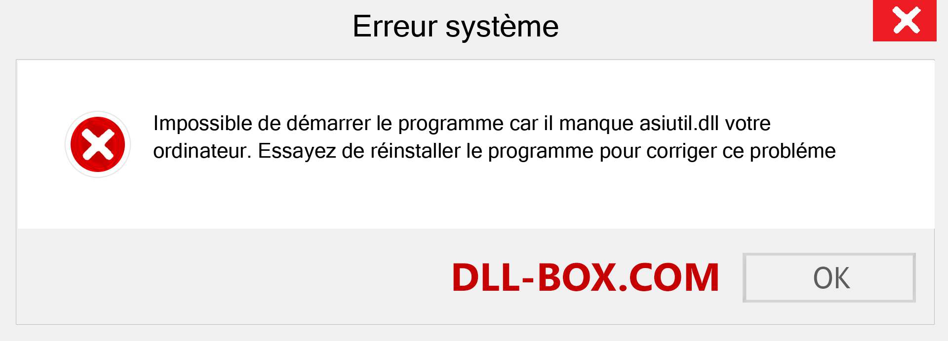 Le fichier asiutil.dll est manquant ?. Télécharger pour Windows 7, 8, 10 - Correction de l'erreur manquante asiutil dll sur Windows, photos, images